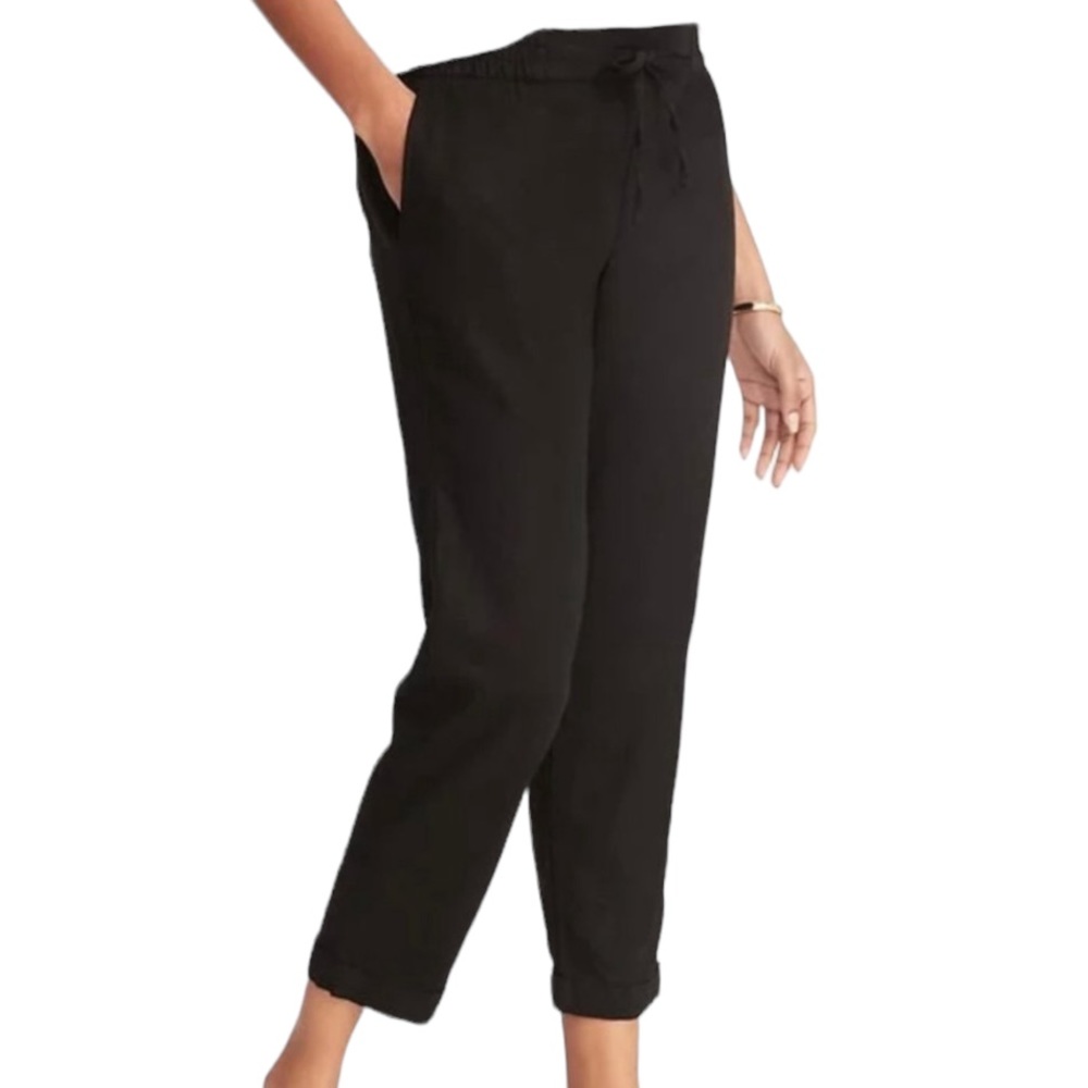 Old Navy Black Blend Linen Pull On Casual Pants Women’s XL - Picture 2 of 9